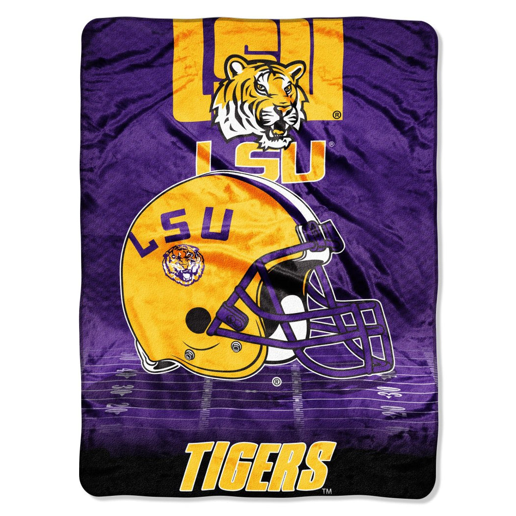 60 x 80 NCAA LSU Tigers Throw Blanket Purple Yellow College Theme Bedding Sports Patterned Collegiate Football Team Logo Fan Merchandise Athletic Team - Diamond Home USA