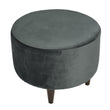 MJL Furniture Sophia Mystere Round Upholstered Ottoman Green Solid Traditional Fabric Foam Wood Espresso Finish Made To Order - Diamond Home USA