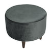 MJL Furniture Sophia Mystere Round Upholstered Ottoman Green Solid Traditional Fabric Foam Wood Espresso Finish Made To Order - Diamond Home USA