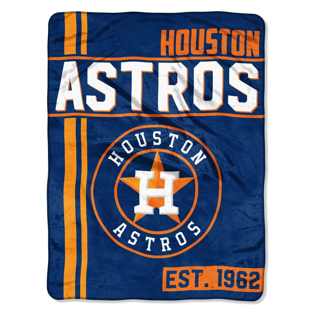 46" X 60" MLB Astros Throw Blanket Baseball Themed Bedding Sports Patterned Team Logo Fan Merchandise Athletic Team Spirit Fan Ballpark Micro Raschel - Diamond Home USA