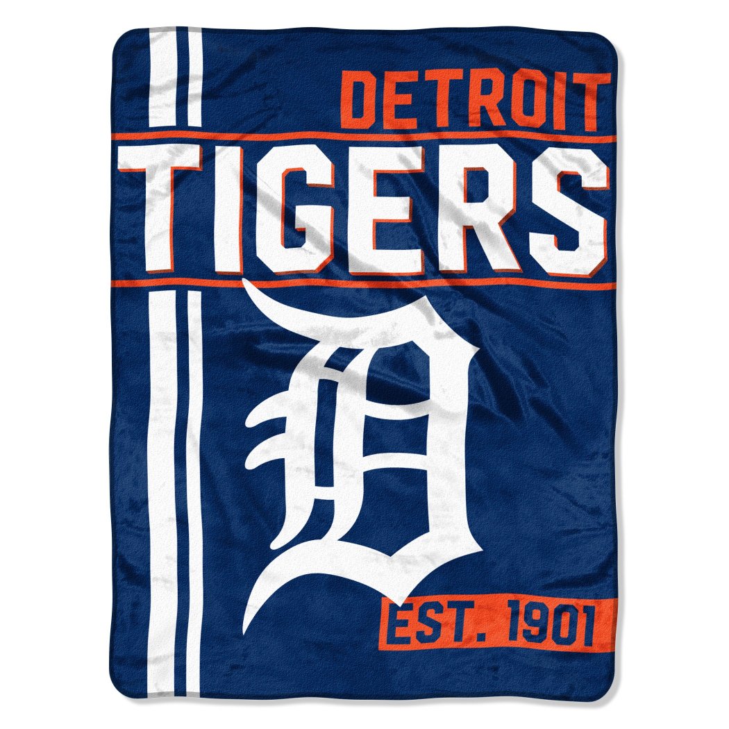 46" X 60" MLB Tigers Throw Blanket Baseball Themed Bedding Sports Patterned Team Logo Fan Merchandise Athletic Team Spirit Fan Ballpark Micro Raschel - Diamond Home USA
