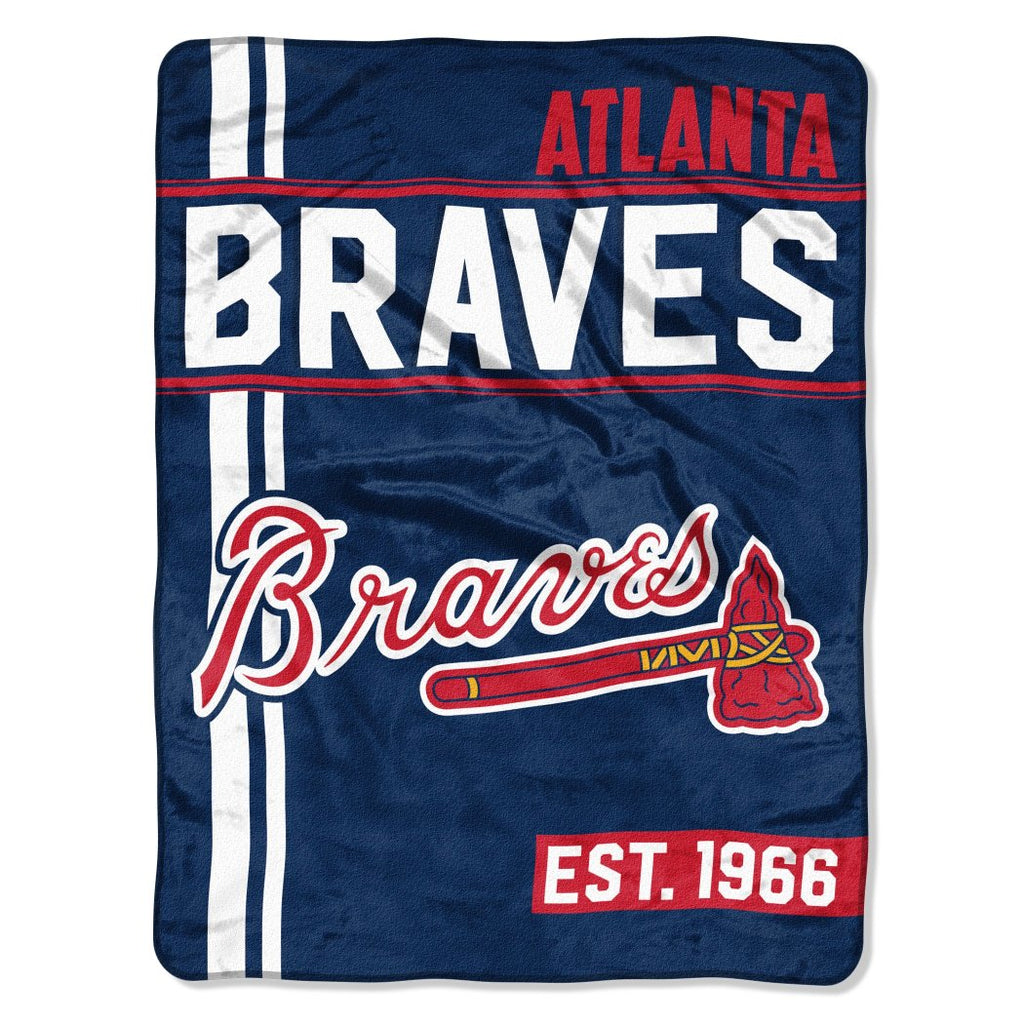 46" X 60" MLB Braves Throw Blanket Baseball Themed Bedding Sports Patterned Team Logo Fan Merchandise Athletic Team Spirit Fan Ballpark Micro Raschel - Diamond Home USA