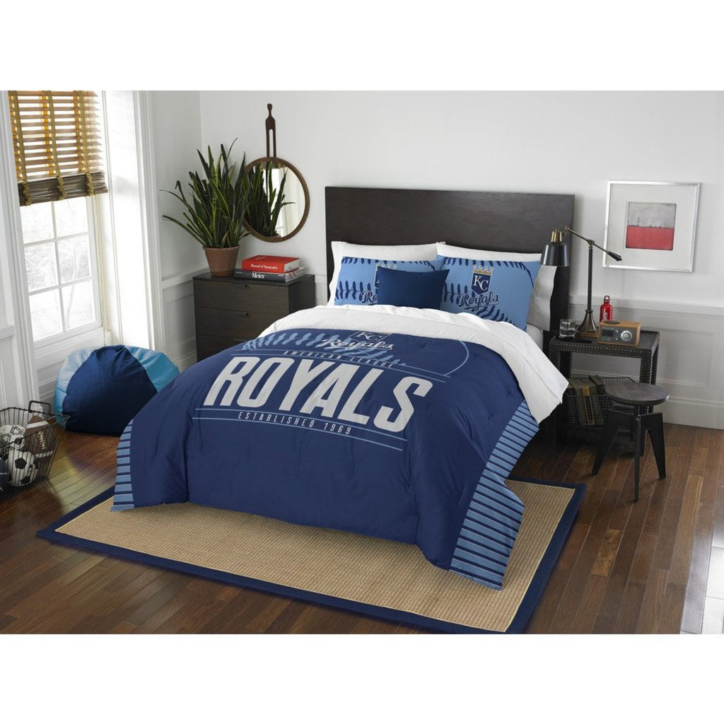 Royals Comforter Set Full Queen Football Themed Bedding Sports Pattern Bed Bag Team Logo Fan Merchandise Athletic Team Spirit Fan Casual - Diamond Home USA