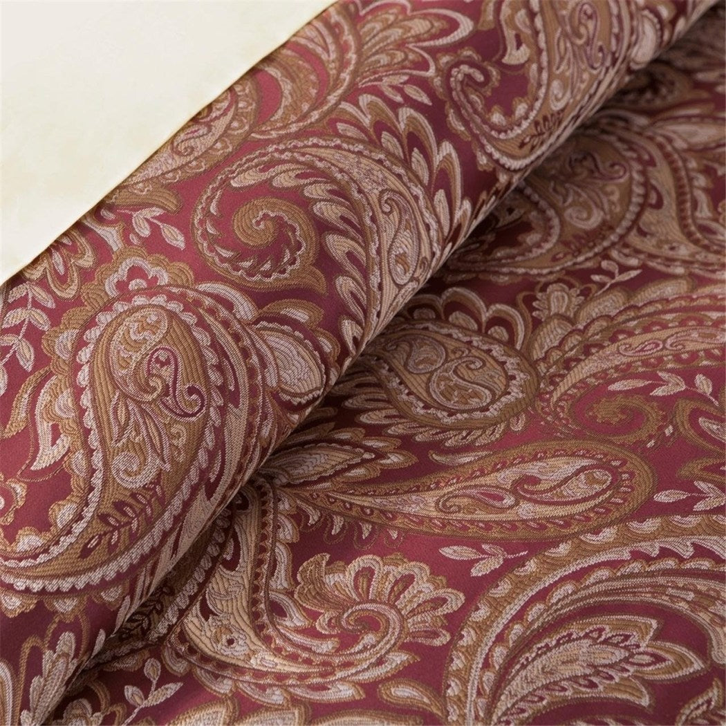 Maroon Luxury Paisley Pattern Comforter Set Eye Catching Motif Floral Design Bedding Bohemian Hippie Flowers Traditional