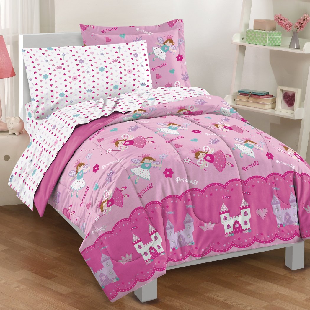 Girls Pink Magical Princess Comforter Set Toddler Light Pink