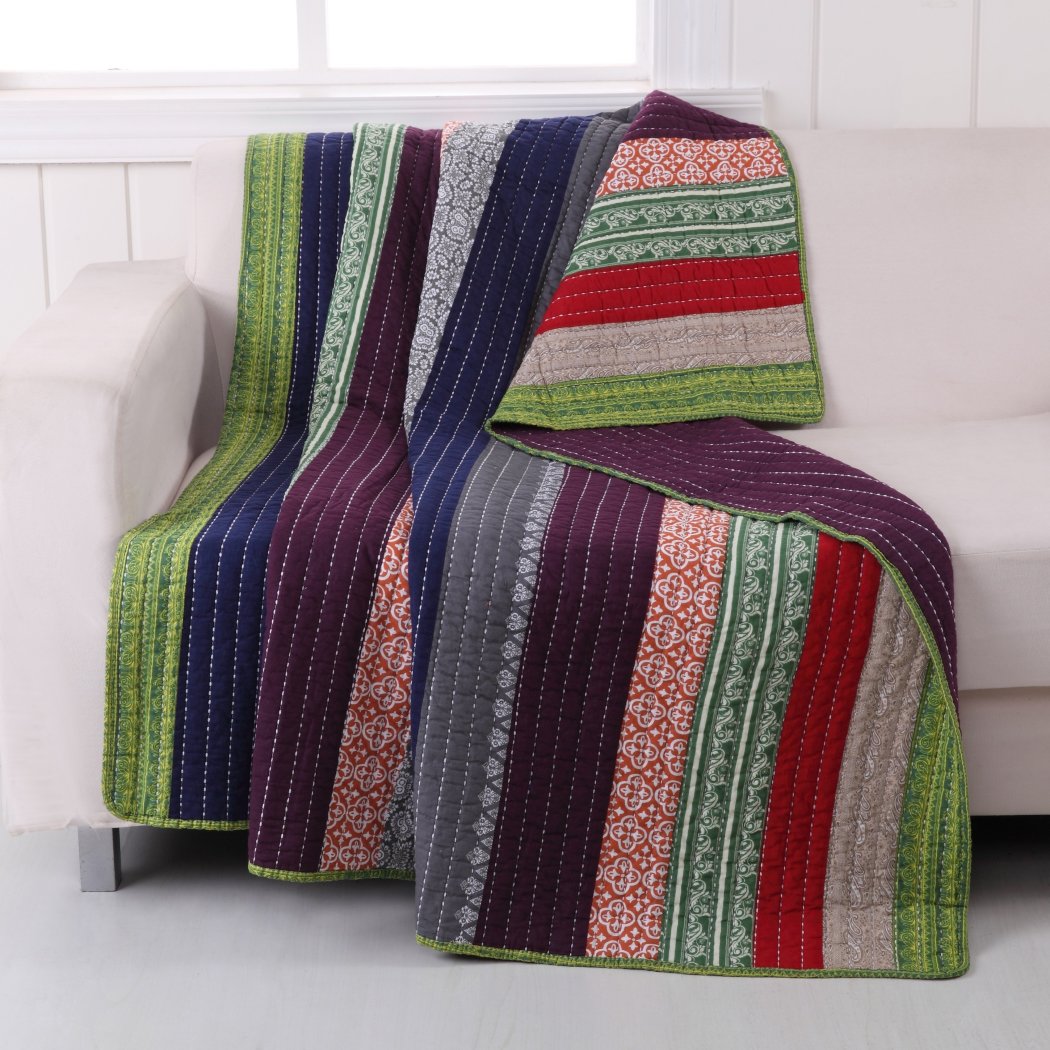 Patchwork Stripes Pattern Oversize Throw Blanket Elegant