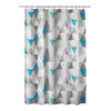 Blue Grey Geometric Pattern Shower Curtain Vinyl Abstract Graphical Themed Detailed Colorful Diamond Printed Modern Elegant Design Artistic View All - Diamond Home USA