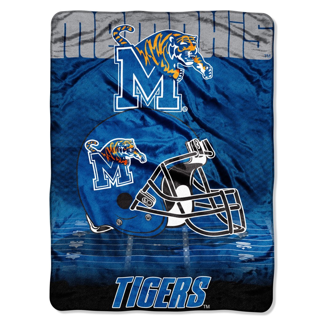60 x 80 NCAA Tigers Throw Blanket Blue White College Theme Bedding Sports Patterned Collegiate Football Team Logo Fan Merchandise Athletic Team Spirit - Diamond Home USA