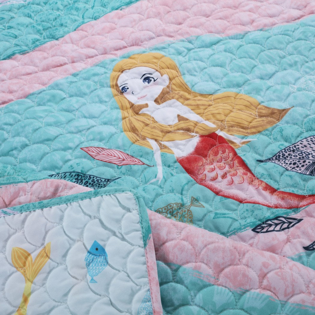 50 X 60 Kids Blue Pink Mermaid Throw Blanket Novelty Animal Nautical Coastal Tropical Beach Theme Fish Coral Reef Plush Picnic Car Accent Bedding Couch Sofa Bedroom Bed Polyester