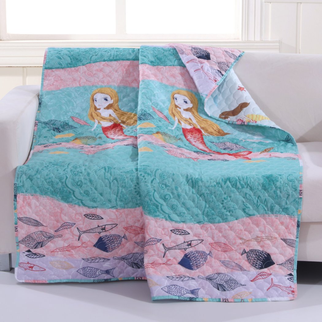 50 X 60 Kids Blue Pink Mermaid Throw Blanket Novelty