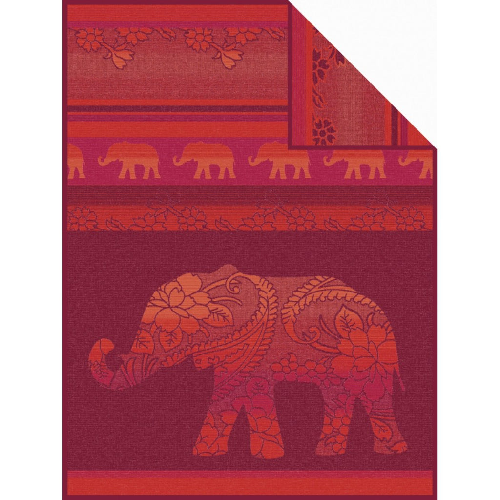 78 X 59 Inches Red Delhi Elephant Throw Blanket Kids Wine Color Bedding Dotted Elephants Animal Zoo Themed Oversized Floral Novelty Cute Colorful - Diamond Home USA