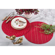 Red Gold Polka Dots Pattern Placemats Set Fun Dotted Round Shape Place Mats Casual Features Machine Wash Easy Clean Polyester All Season - Diamond Home USA