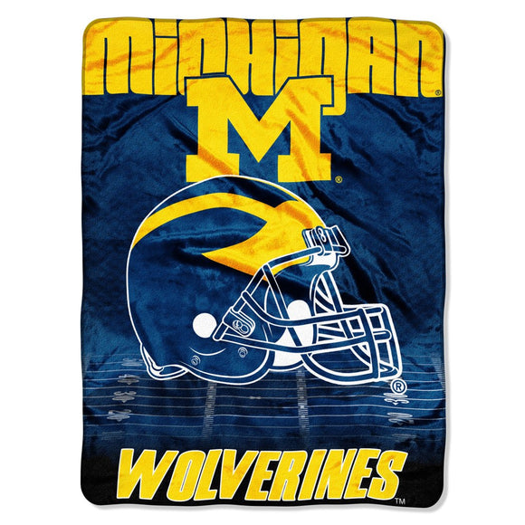 60 x 80 NCAA Wolverines Throw Blanket Yellow Blue College Theme Bedding Sports Patterned Collegiate Football Team Logo Fan Merchandise Athletic Team - Diamond Home USA