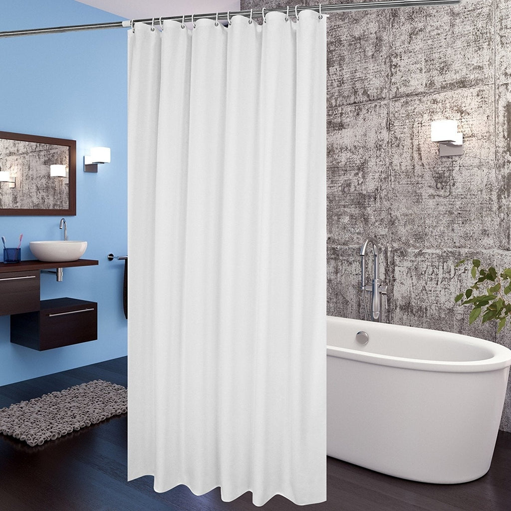 Resistant Fabric Shower Curtain with Hooks White Graphic Print Casual Polyester - Diamond Home USA