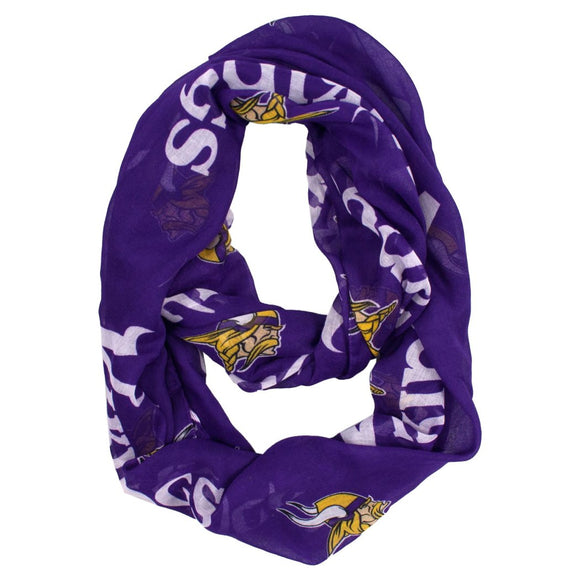 Nfl Vikings Sheer Scarf 70 X 25 Inches Football Themed Fashion Accessory Infinity Continuous Loop Sports Patterned Team Logo Fan Athletic Team Spirit - Diamond Home USA