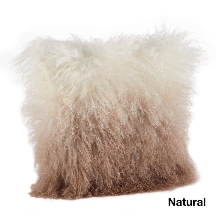 in Small Slate Unique Mongolian Lamb Fur Ombre Throw Pillow Glam Modern Contemporary Scandinavian Wool All Season