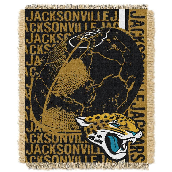 NFL Jaguars Double Play Throw Blanket 46 X 60 Inches Football Themed Bedding Sports Patterned Team Logo Fan Merchandise Athletic Team Spirit Fan Gold - Diamond Home USA