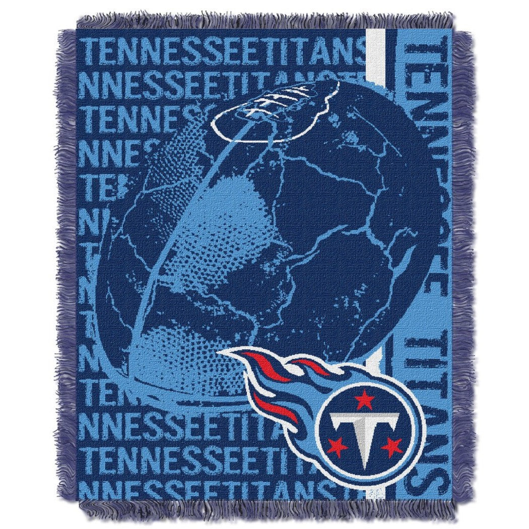 NFL Titans Double Play Throw Blanket 46 X 60 Inches Football Themed Bedding Sports Patterned Team Logo Fan Merchandise Athletic Team Spirit Fan Navy - Diamond Home USA