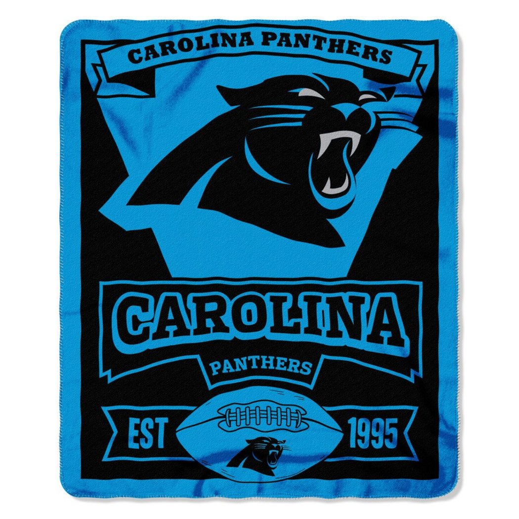 NFL Panthers Theme Blanket (50" x 60") Blue Black Football Themed Sofa Throw Collegiate Sports Patterned Team Logo Fan Merchandise Athletic Team - Diamond Home USA