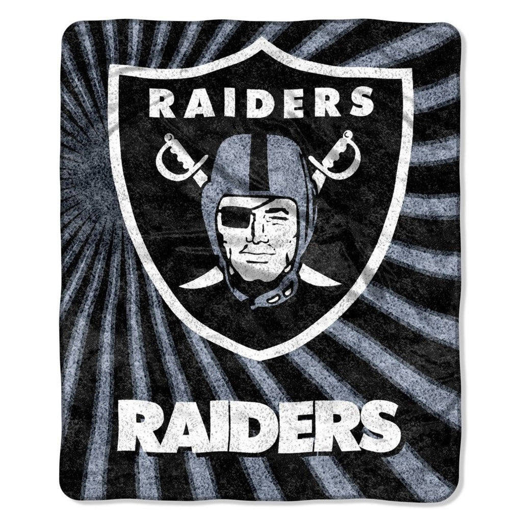 NFL Raiders Sherpa Strobe Throw Blanket 50 X 60 Inches Football Themed Bedding Sports Patterned Team Logo Fan Merchandise Athletic Team Spirit Fan - Diamond Home USA
