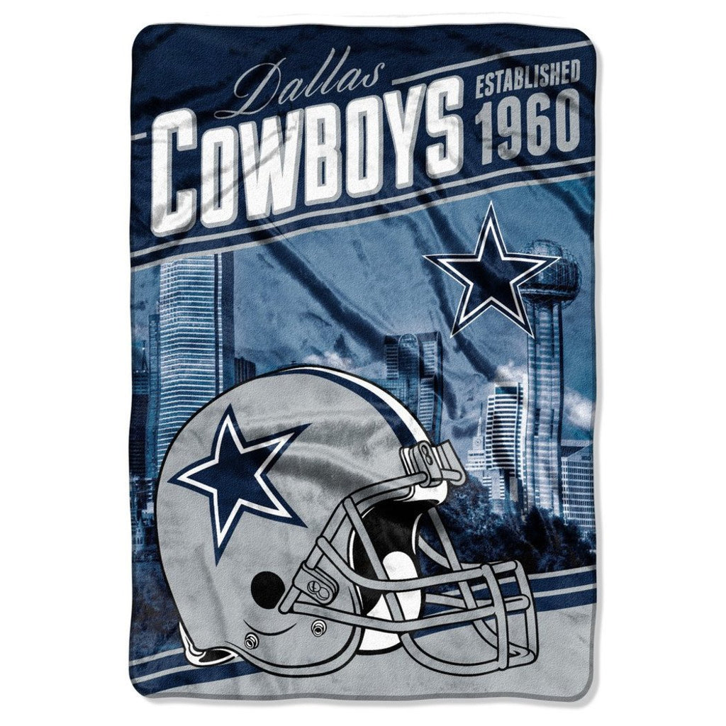 NFL Cowboys Stagger Oversized Throw Blanket 62 X 90 Inches Football Themed Bedding Sports Patterned Team Logo Fan Merchandise Athletic Team Spirit Fan - Diamond Home USA
