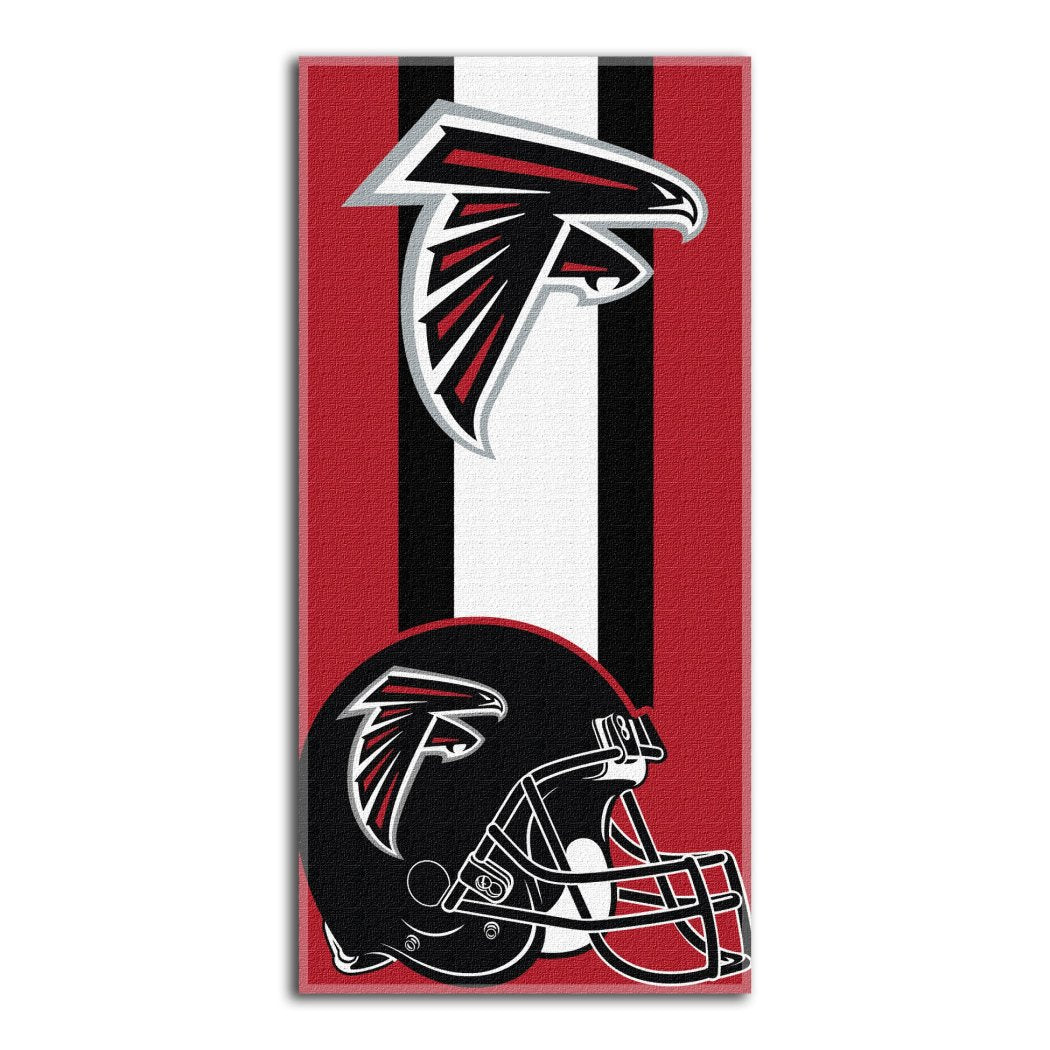 NFL Falcons Zone Read Beach Towel 30 X 60 Inches Football Themed Towel Sports Patterned Team Logo Fan Merchandise Athletic Team Spirit Fan Black Red - Diamond Home USA