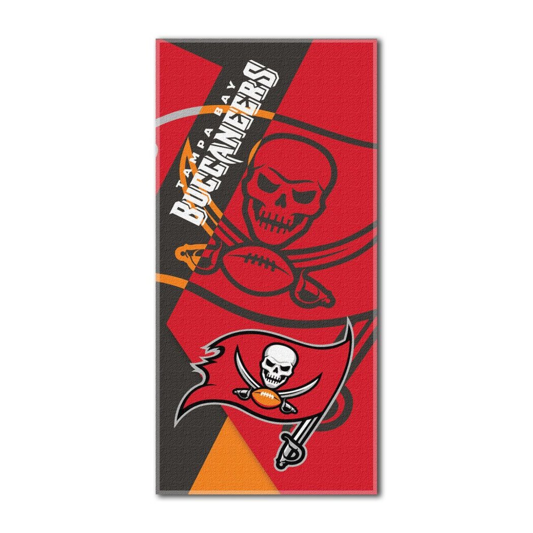 NFL Buccaneers Puzzle Beach Towel 34 X 72 Inches Football Themed Towel Sports Patterned Team Logo Fan Merchandise Athletic Team Spirit Fan Black Red - Diamond Home USA