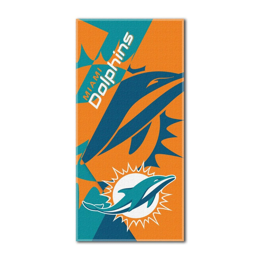 NFL Dolphins Puzzle Beach Towel 34 X 72 Inches Football Themed Towel Sports Patterned Team Logo Fan Merchandise Athletic Team Spirit Fan White Orange - Diamond Home USA