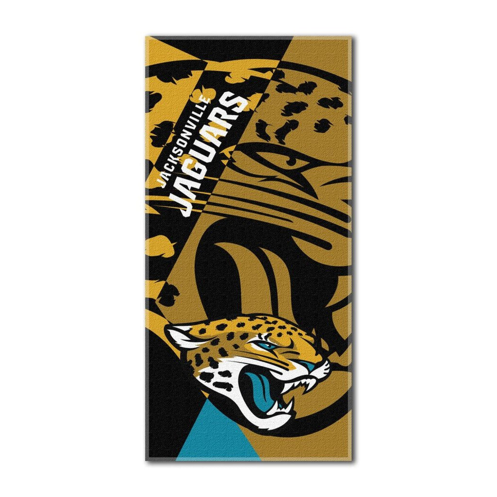 NFL Jaguars Puzzle Beach Towel 34 X 72 Inches Football Themed Towel Sports Patterned Team Logo Fan Merchandise Athletic Team Spirit Fan Teal Gold - Diamond Home USA