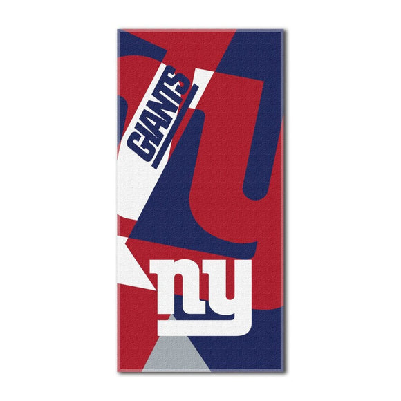 NFL Giants Puzzle Beach Towel 34 X 72 Inches Football Themed Towel Sports Patterned Team Logo Fan Merchandise Athletic Team Spirit Fan Blue Grey Red - Diamond Home USA