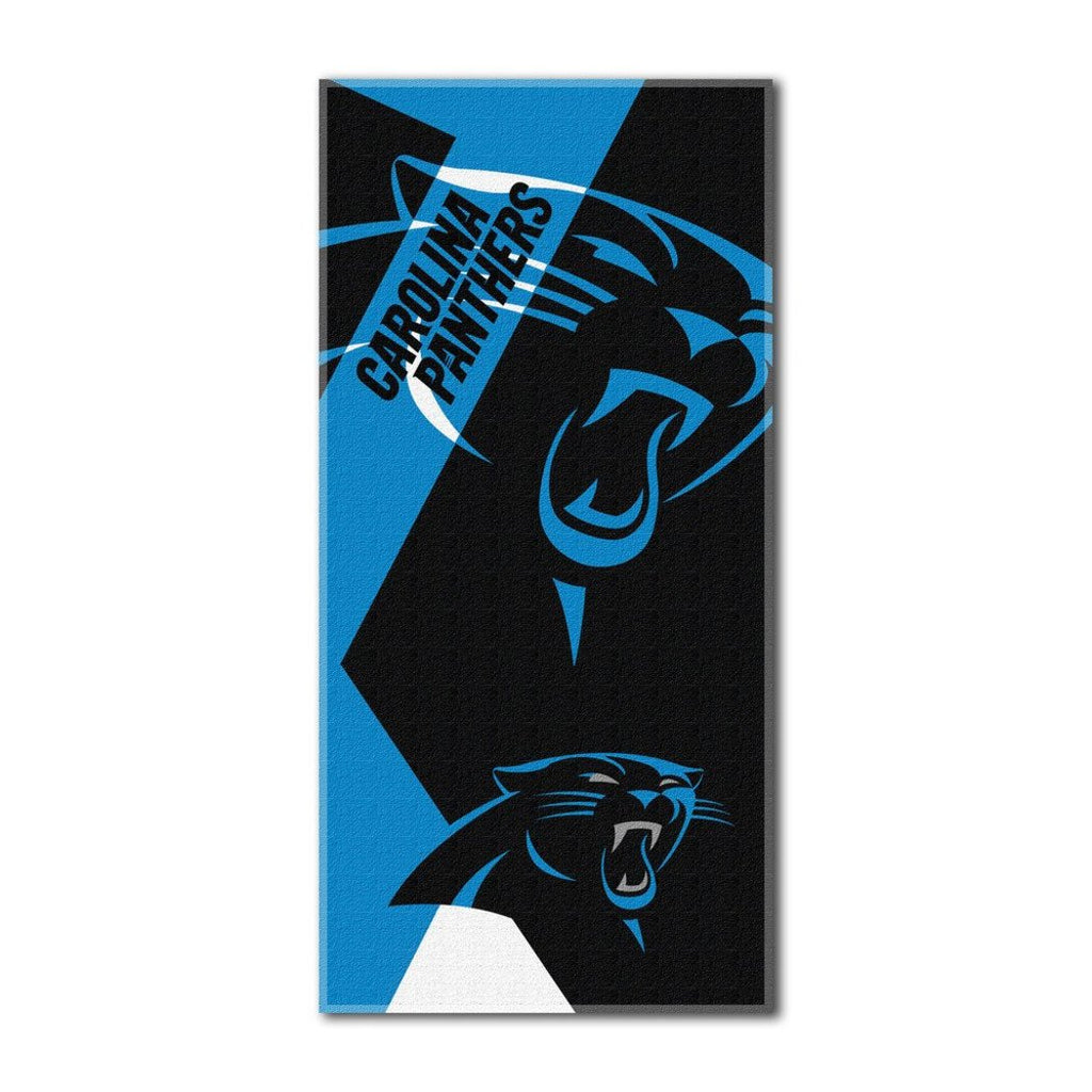 NFL Panthers Puzzle Beach Towel 34 X 72 Inches Football Themed Towel Sports Patterned Team Logo Fan Merchandise Athletic Team Spirit Fan Blue Black - Diamond Home USA