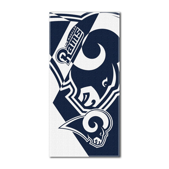 NFL Rams Puzzle Beach Towel 34 X 72 Inches Football Themed Towel Sports Patterned Team Logo Fan Merchandise Athletic Team Spirit Fan Blue Gold Cotton - Diamond Home USA