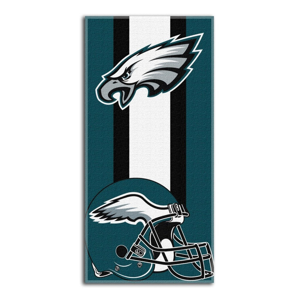 NFL Eagles Zone Read Beach Towel 30 X 60 Inches Football Themed Towel Sports Patterned Team Logo Fan Merchandise Athletic Team Spirit Black White - Diamond Home USA