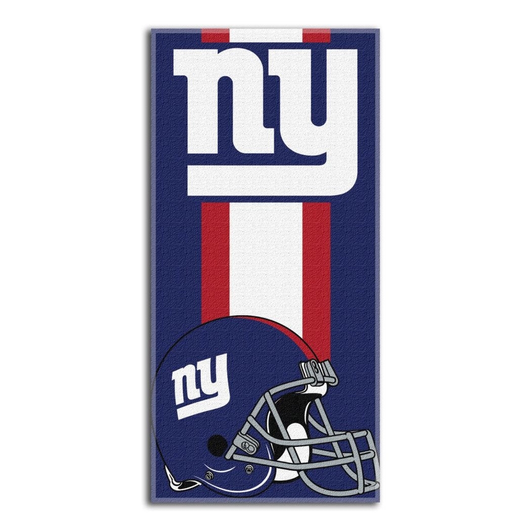 NFL Giants Zone Read Beach Towel 30 X 60 Inches Football Themed Towel Sports Patterned Team Logo Fan Merchandise Athletic Team Spirit Blue Grey Red - Diamond Home USA