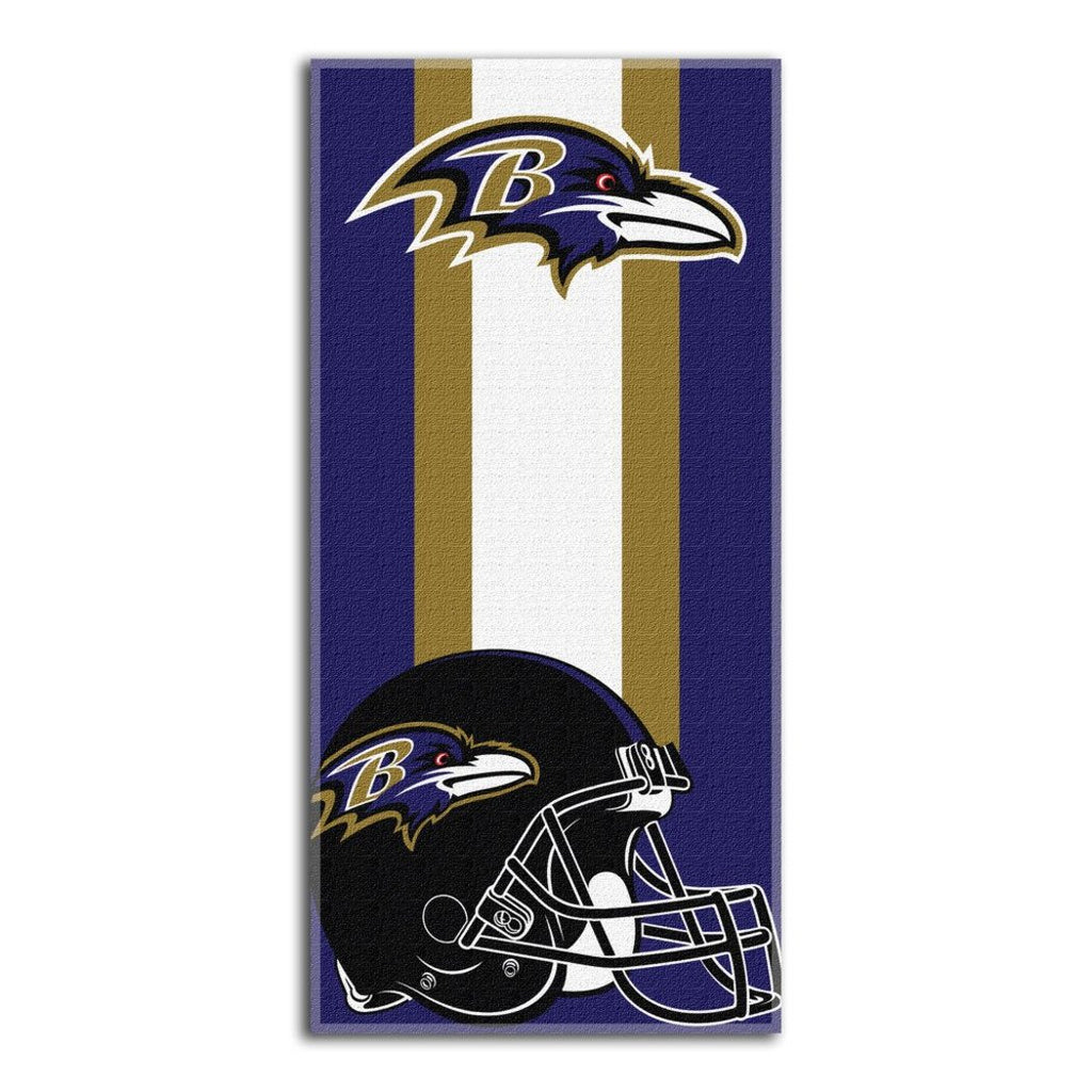 NFL Ravens Zone Read Beach Towel 30 X 60 Inches Football Themed Towel Sports Patterned Team Logo Fan Merchandise Athletic Team Spirit Fan Black Purple - Diamond Home USA