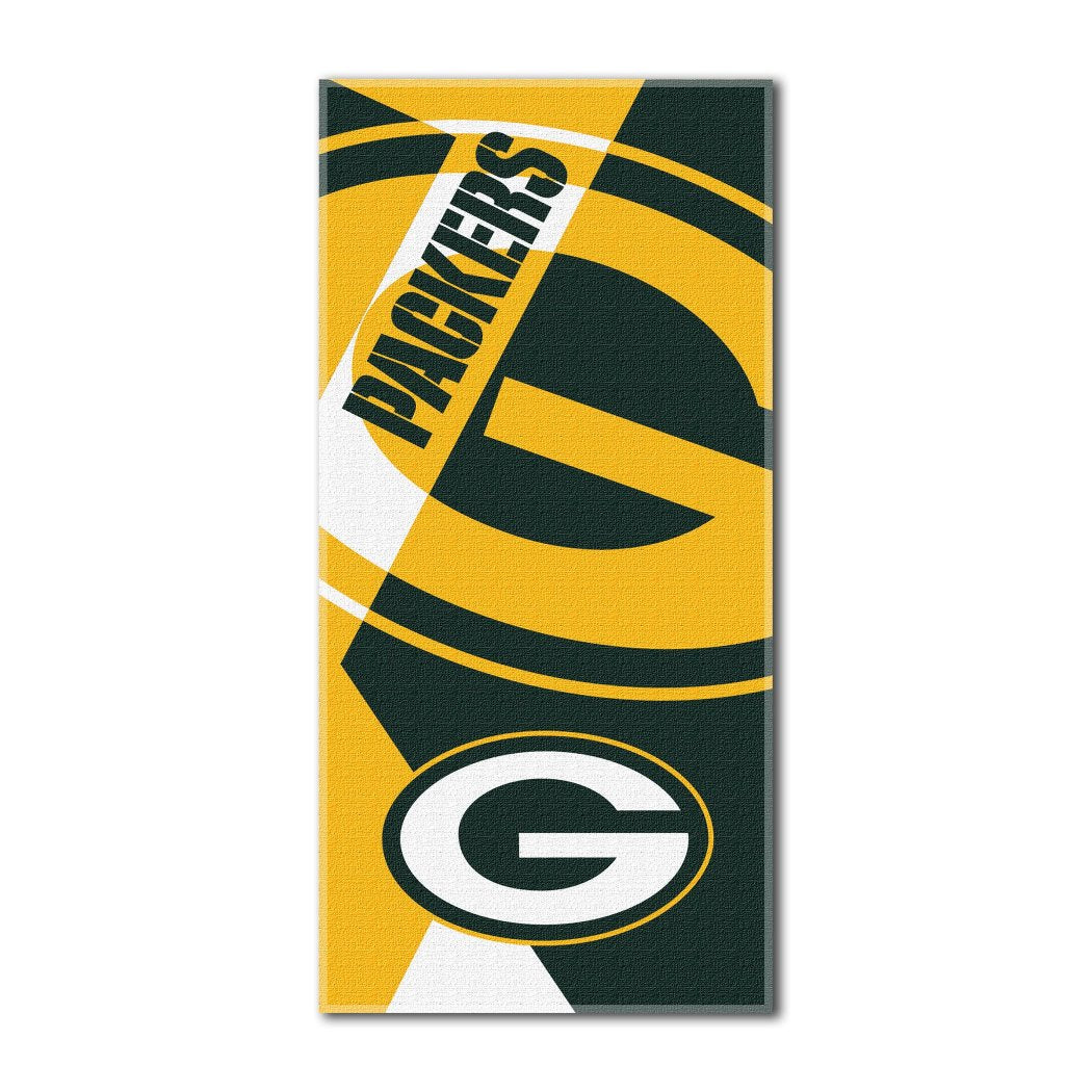 NFL Packers Puzzle Beach Towel 34 X 72 Inches Football Themed Towel Sports Patterned Team Logo Fan Merchandise Athletic Team Spirit Fan Gold Dark - Diamond Home USA