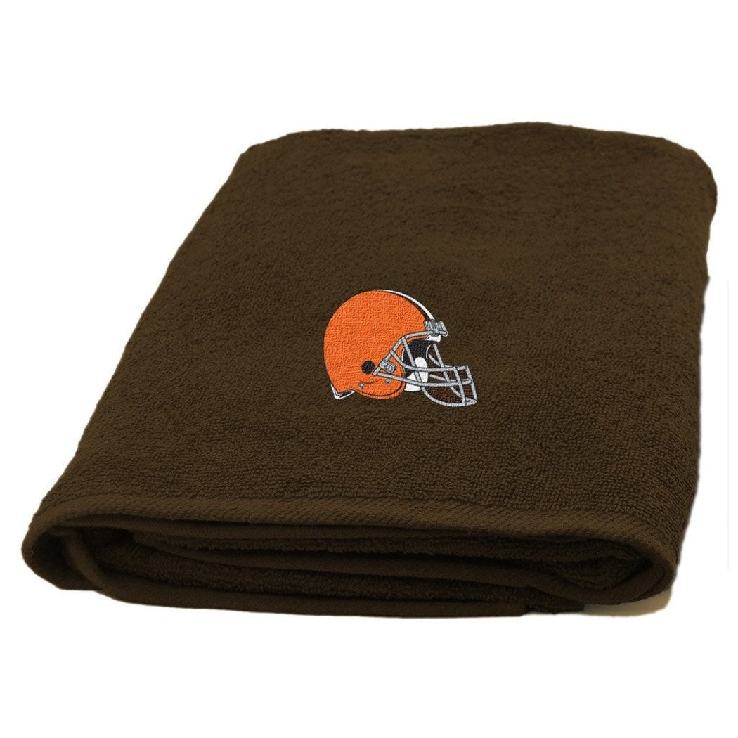 NFL Browns Applique Bath Towel 25 X 50 Inches Football Themed Towel Sports Patterned Team Logo Fan Merchandise Athletic Team Spirit Fan Orange Dark - Diamond Home USA