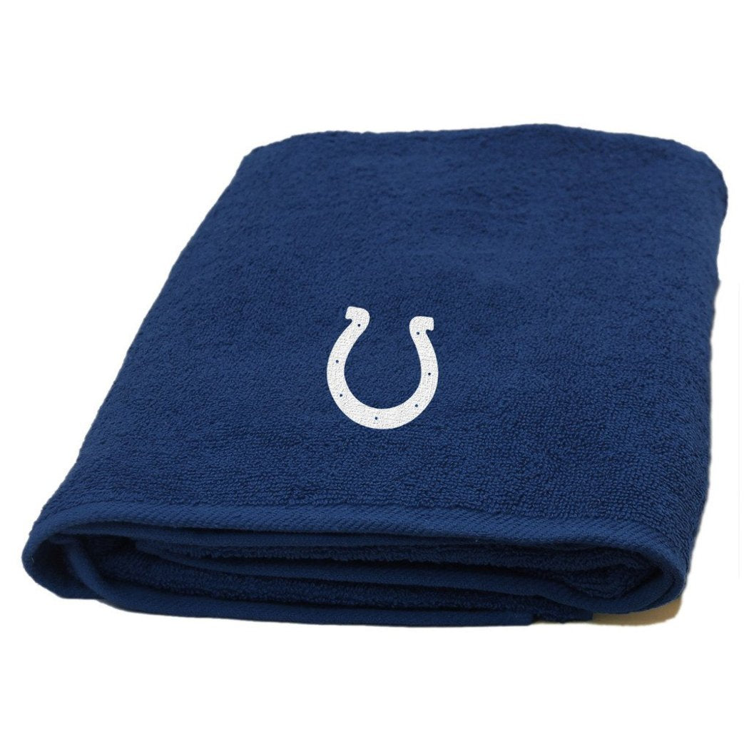 NFL Colts Applique Bath Towel 25 X 50 Inches Football Themed Towel Sports Patterned Team Logo Fan Merchandise Athletic Team Spirit Deep Blue White - Diamond Home USA