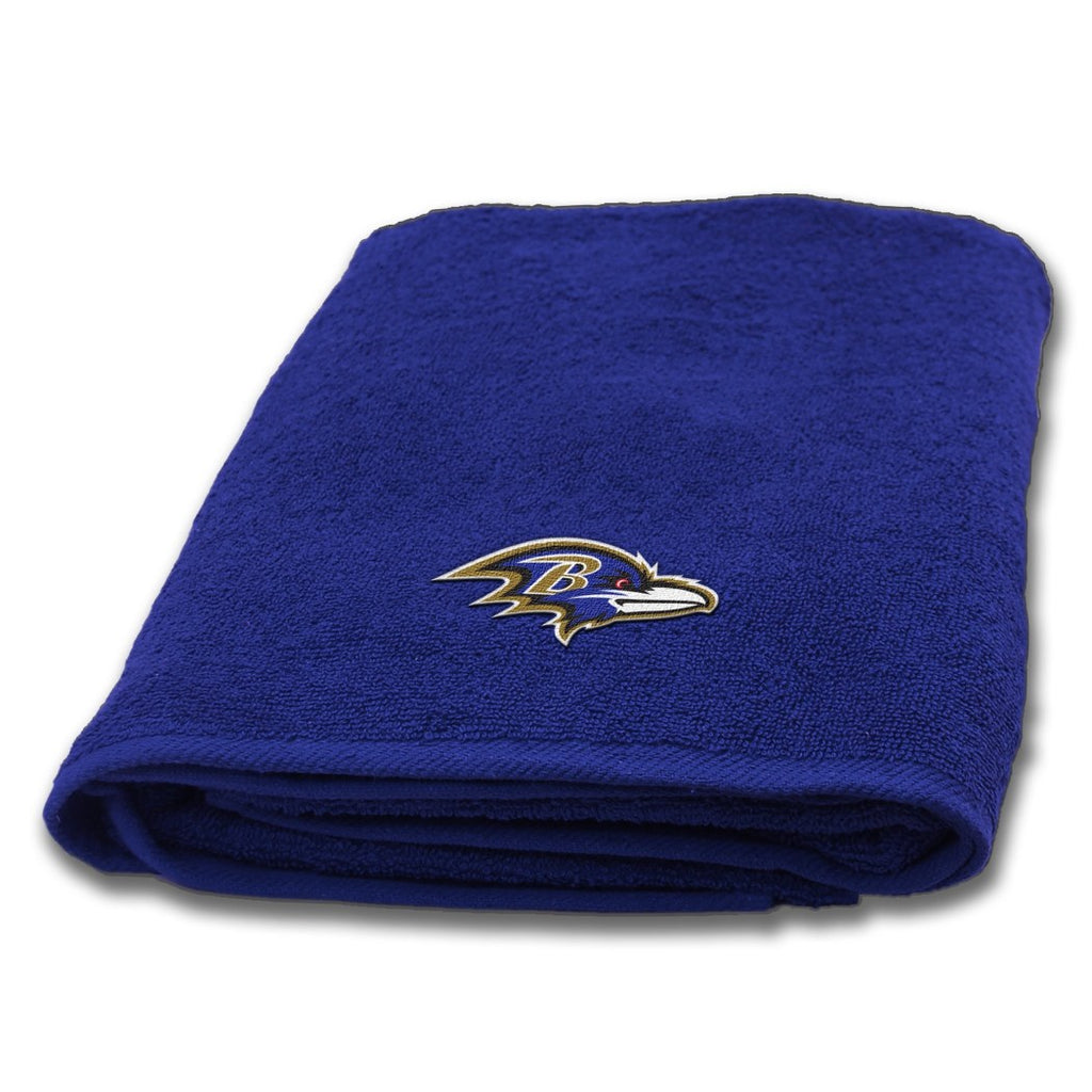 NFL Ravens Applique Bath Towel 25 X 50 Inches Football Themed Towel Sports Patterned Team Logo Fan Merchandise Athletic Team Spirit Fan Black Purple - Diamond Home USA