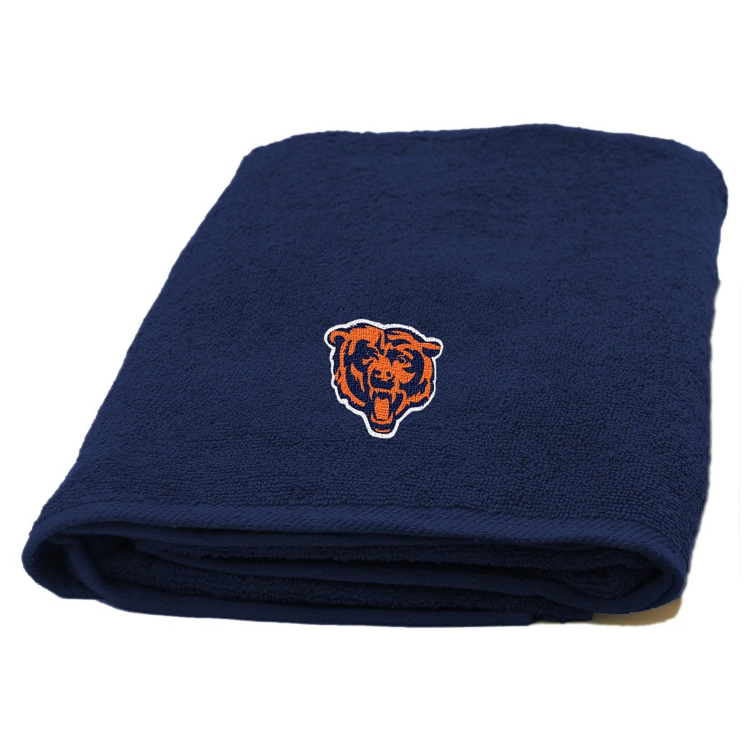 NFL Bears Applique Bath Towel 25 X 50 Inches Football Themed Towel Sports Patterned Team Logo Fan Merchandise Athletic Team Spirit Fan Dark Navy - Diamond Home USA