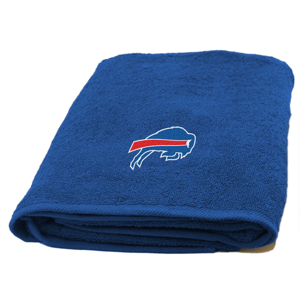 NFL Bills Applique Bath Towel 25 X 50 Inches Football Themed Towel Sports Patterned Team Logo Fan Merchandise Athletic Team Spirit Fan White Royal - Diamond Home USA