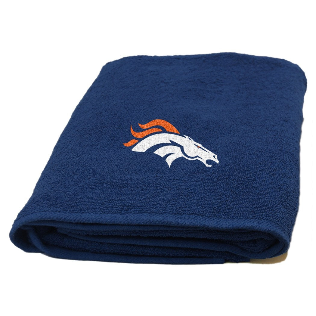 NFL Broncos Applique Bath Towel 25 X 50 Inches Football Themed Towel Sports Patterned Team Logo Fan Merchandise Athletic Team Spirit Fan Orange Blue - Diamond Home USA