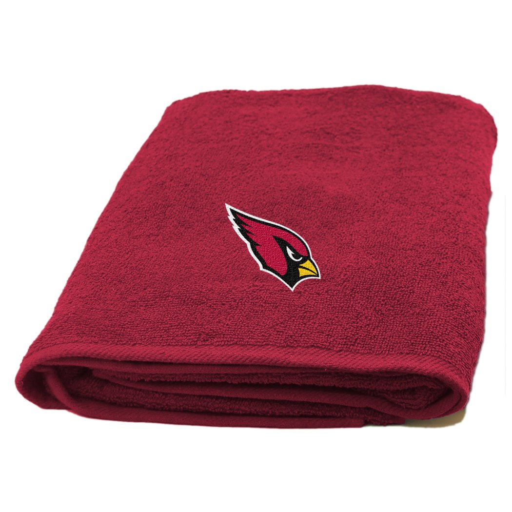 NFL Cardinals Applique Bath Towel 25 X 50 Inches Football Themed Towel Sports Patterned Team Logo Fan Merchandise Athletic Team Spirit Fan Red Black - Diamond Home USA