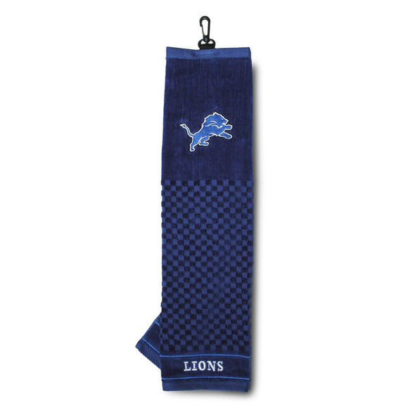 NFL Lions Embroidered Golf Towel 16 X 22 Inches Football Themed Towel Sports Patterned Team Logo Fan Merchandise Athletic Team Spirit Fan Black Silver - Diamond Home USA