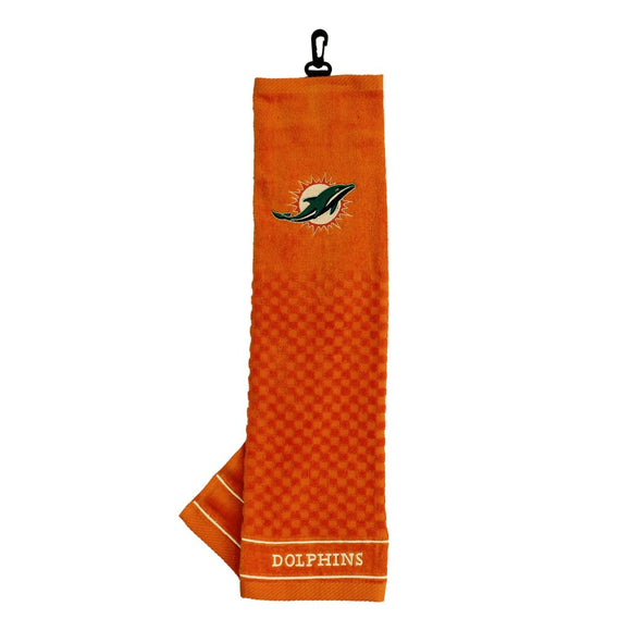 NFL Dolphins Embroidered Golf Towel 16 X 22 Inches Football Themed Towel Sports Patterned Team Logo Fan Merchandise Athletic Team Spirit Fan White - Diamond Home USA