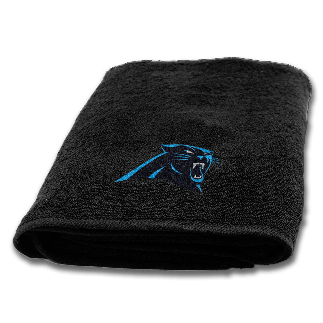 NFL Panthers Applique Bath Towel 25 X 50 Inches Football Themed Towel Sports Patterned Team Logo Fan Merchandise Athletic Team Spirit Fan Blue Black - Diamond Home USA