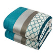 Rugby Stripes Embroidered Comforter Set Block Trellis Diamond Pattern Textured Adult Bedding