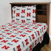 NCAA Huskers Sheet Set Collegiate Football Theme Sports Pattern Bedding Team Logo Fan Merchandise Athletic Teamy Elasticized Fitted