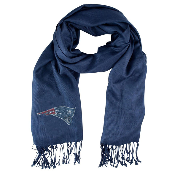 Nfl Patriots Pashmina Scarf 75 X 30 Inches Football Themed Women Apparel Wrap Fashion Accessory Sports Patterned Team Logo Merchandise Athletic Team - Diamond Home USA