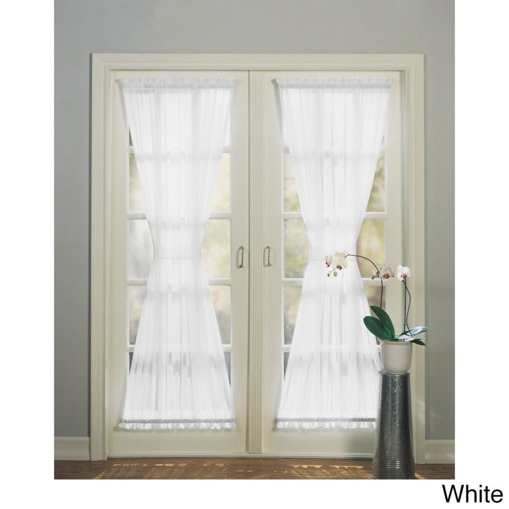 Sheer Voile French Door Curtain Single Panel Glass Door Patio Door Curtains Sheer Stylish Contemporary Rod